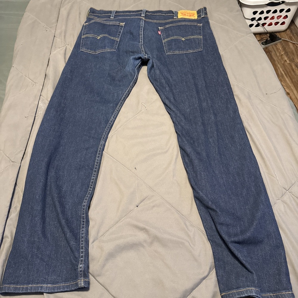 Levis 513 Jeans Mens 38x32 Blue Distressed Slim Straight Pockets Modern - Picture 4 of 9